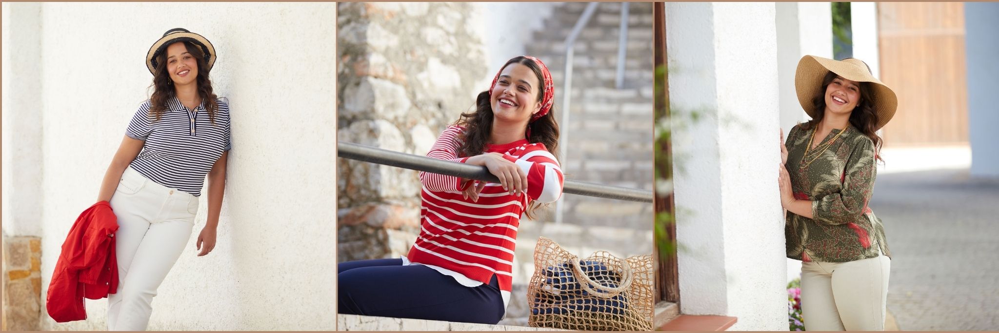chica sonriendo con prendas october | october