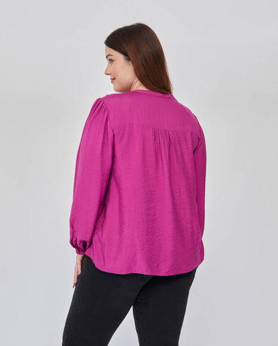 BLUSA CUELLO REDONDO MAO Y ABERTURA FRONTAL MAGENTA