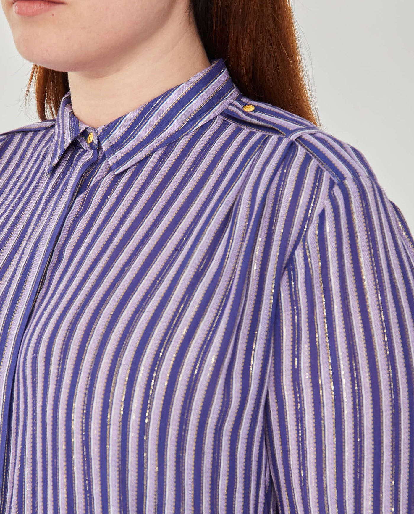 CAMISA RAYAS CUELLO SOLAPA  VIOLETA