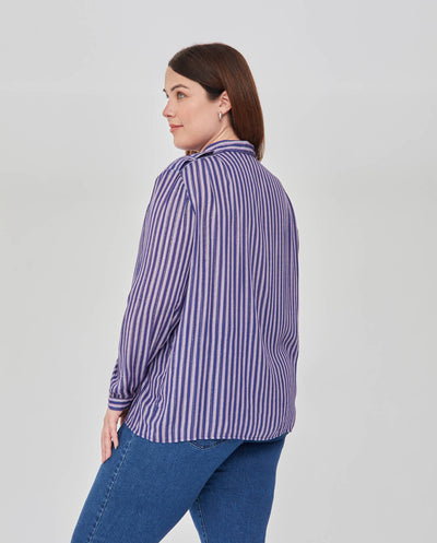 CAMISA RAYAS CUELLO SOLAPA  VIOLETA