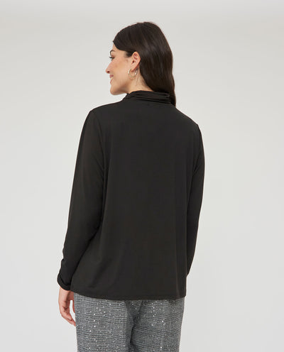 CAMISETA CUELLO ALTO FRUNCIDO  NEGRO