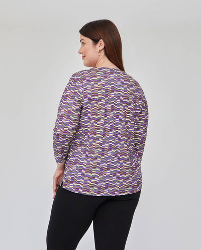 CAMISETA ESTAMPADA ESCOTE PICO MANGA 3/4  NEGRO