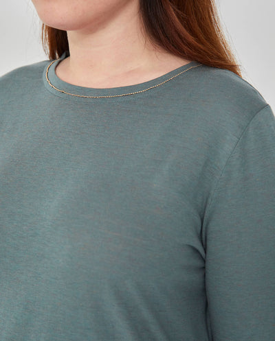 CAMISETA MELANGE MANGA TRES CUARTOS  VERDE