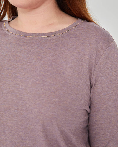 CAMISETA MELANGE MANGA TRES CUARTOS  VIOLETA
