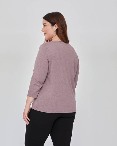 CAMISETA MELANGE MANGA TRES CUARTOS  VIOLETA