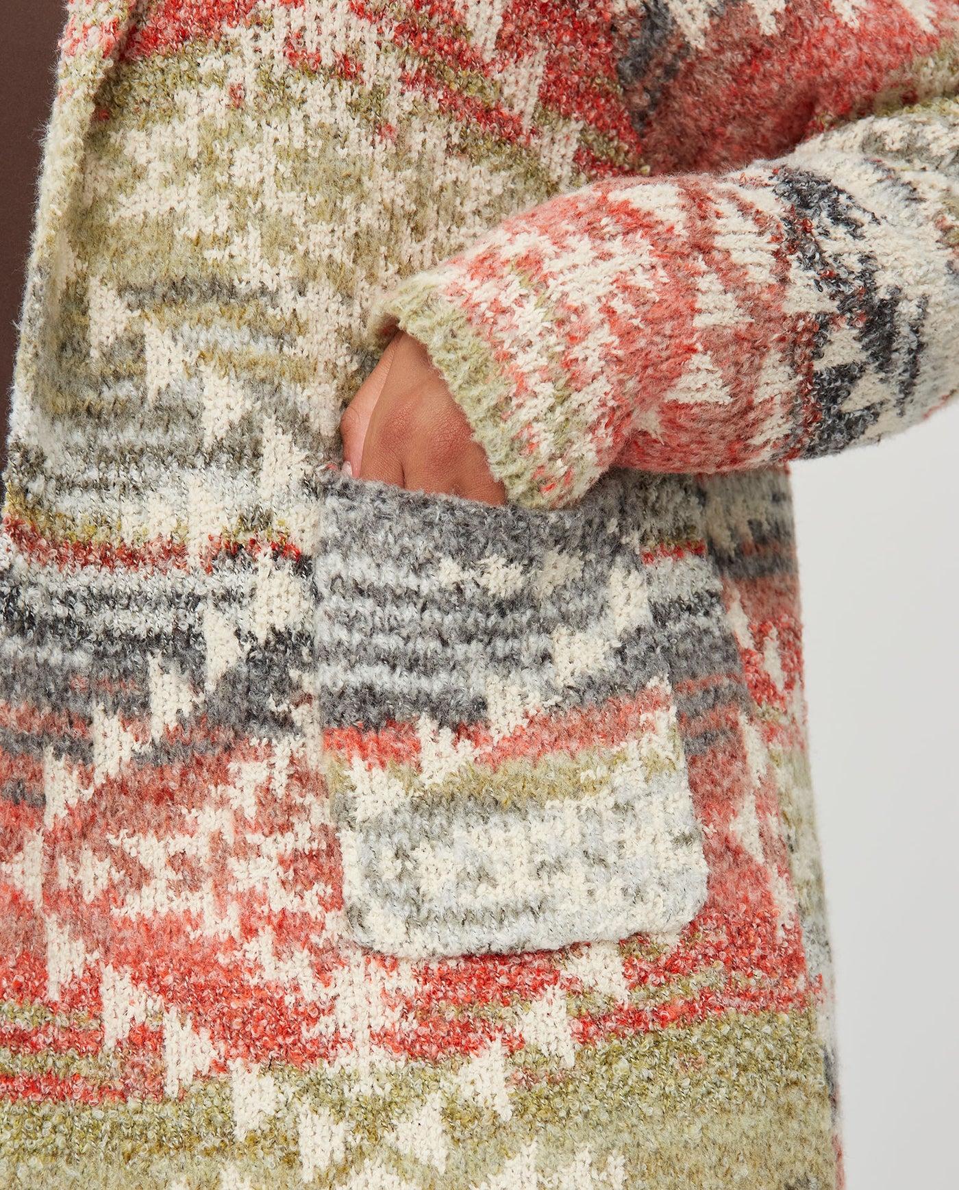 CARDIGAN DE PUNTO ABIERTA CON CAPUCHA BEIGE