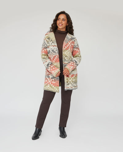CARDIGAN DE PUNTO ABIERTA CON CAPUCHA BEIGE