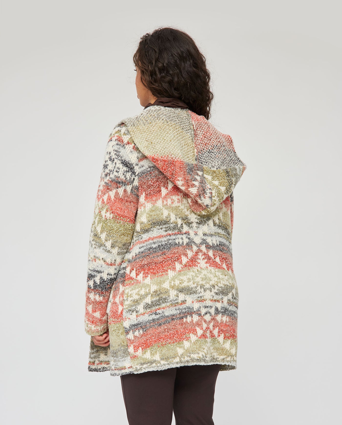 CARDIGAN DE PUNTO ABIERTA CON CAPUCHA BEIGE