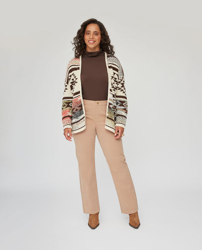CARDIGAN DE PUNTO MOTIVOS ETNICOS BEIGE