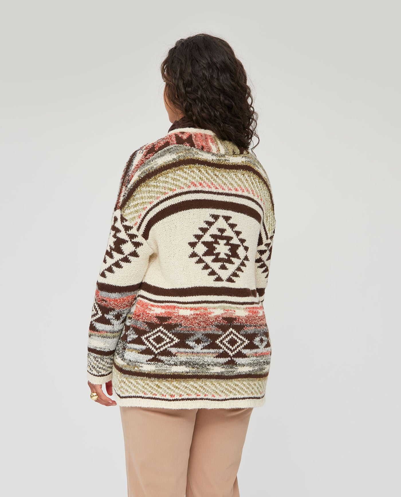 CARDIGAN DE PUNTO MOTIVOS ETNICOS BEIGE