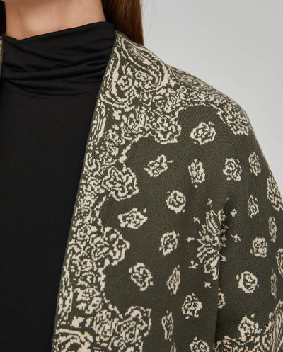 CARDIGAN JACQUARD BANDANA  VERDE MUSGO