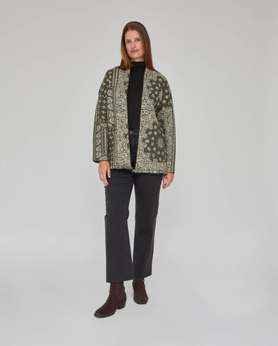 CARDIGAN JACQUARD BANDANA  VERDE MUSGO