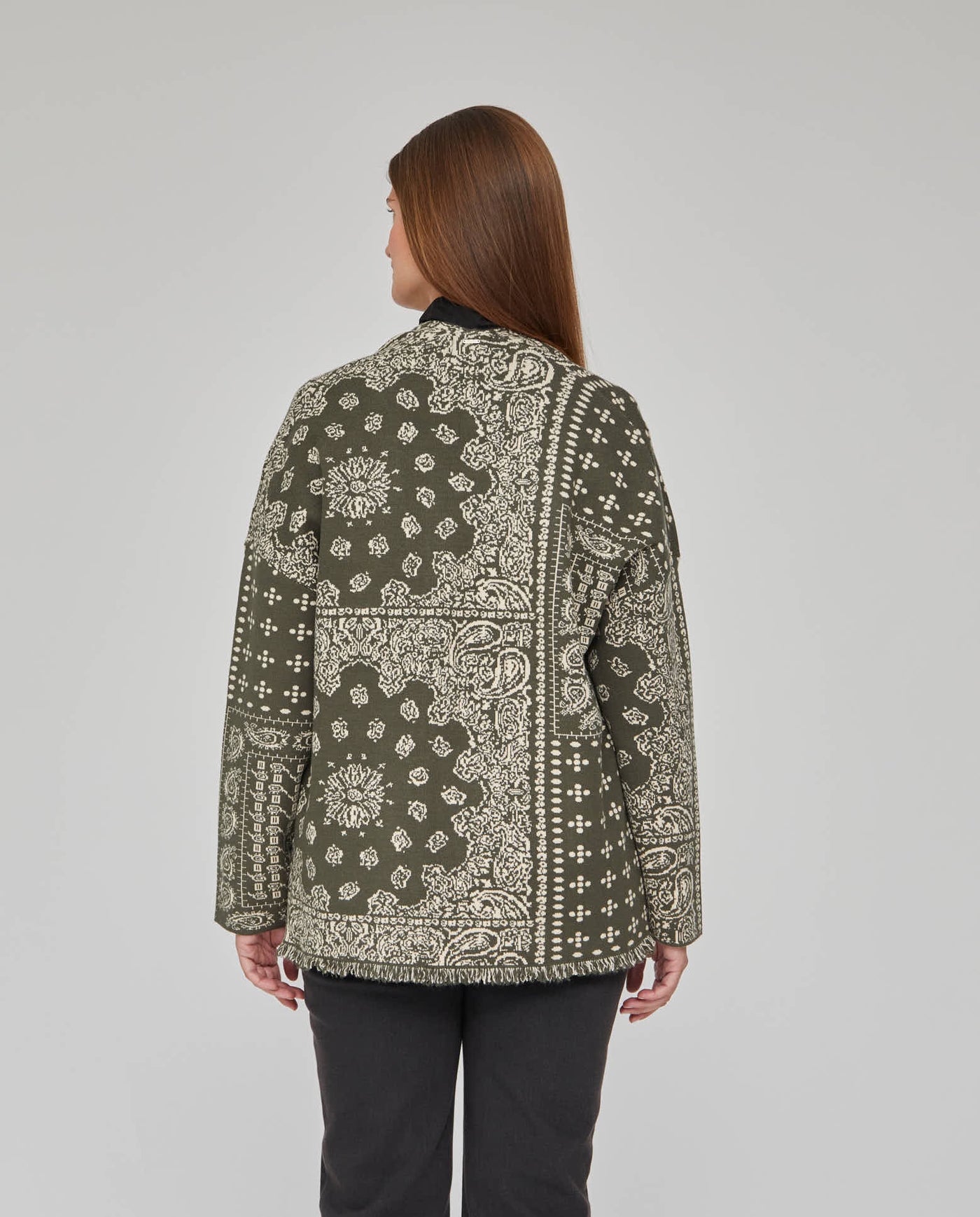 CARDIGAN JACQUARD BANDANA  VERDE MUSGO