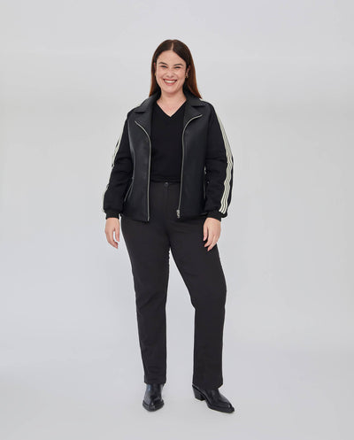 CAZADORA TEJIDO COMBINADO CON BANDAS LATERALES NEGRO