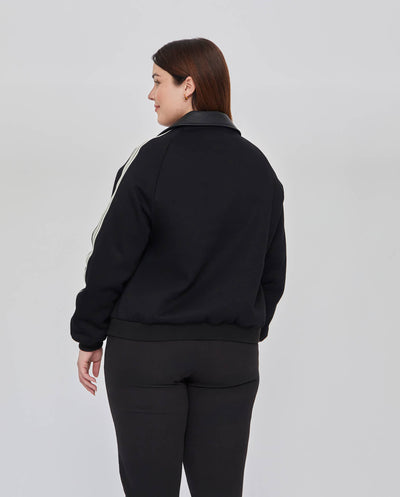 CAZADORA TEJIDO COMBINADO CON BANDAS LATERALES NEGRO