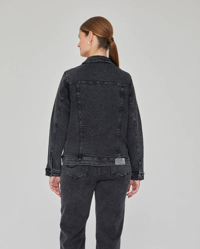 CAZADORA DENIM CON APLICACIONES DE STRASS NEGRO