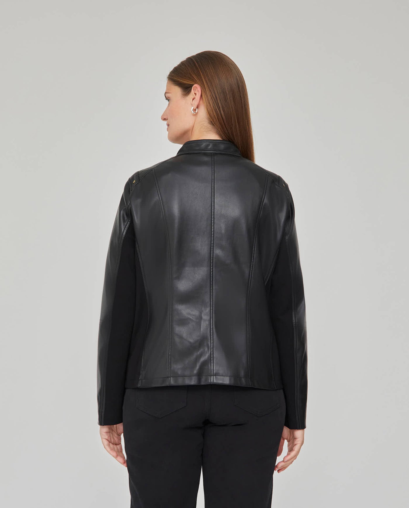 CAZADORA EFECTO PIEL CUELLO MAO NEGRO
