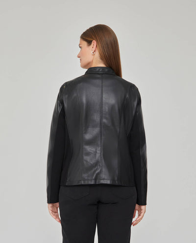 CAZADORA EFECTO PIEL CUELLO MAO NEGRO