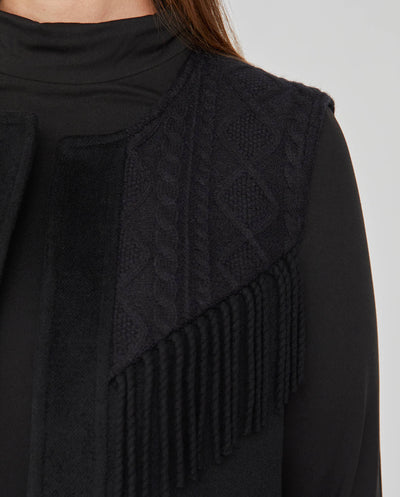 CHALECO COMBINADO CON FLECOS NEGRO