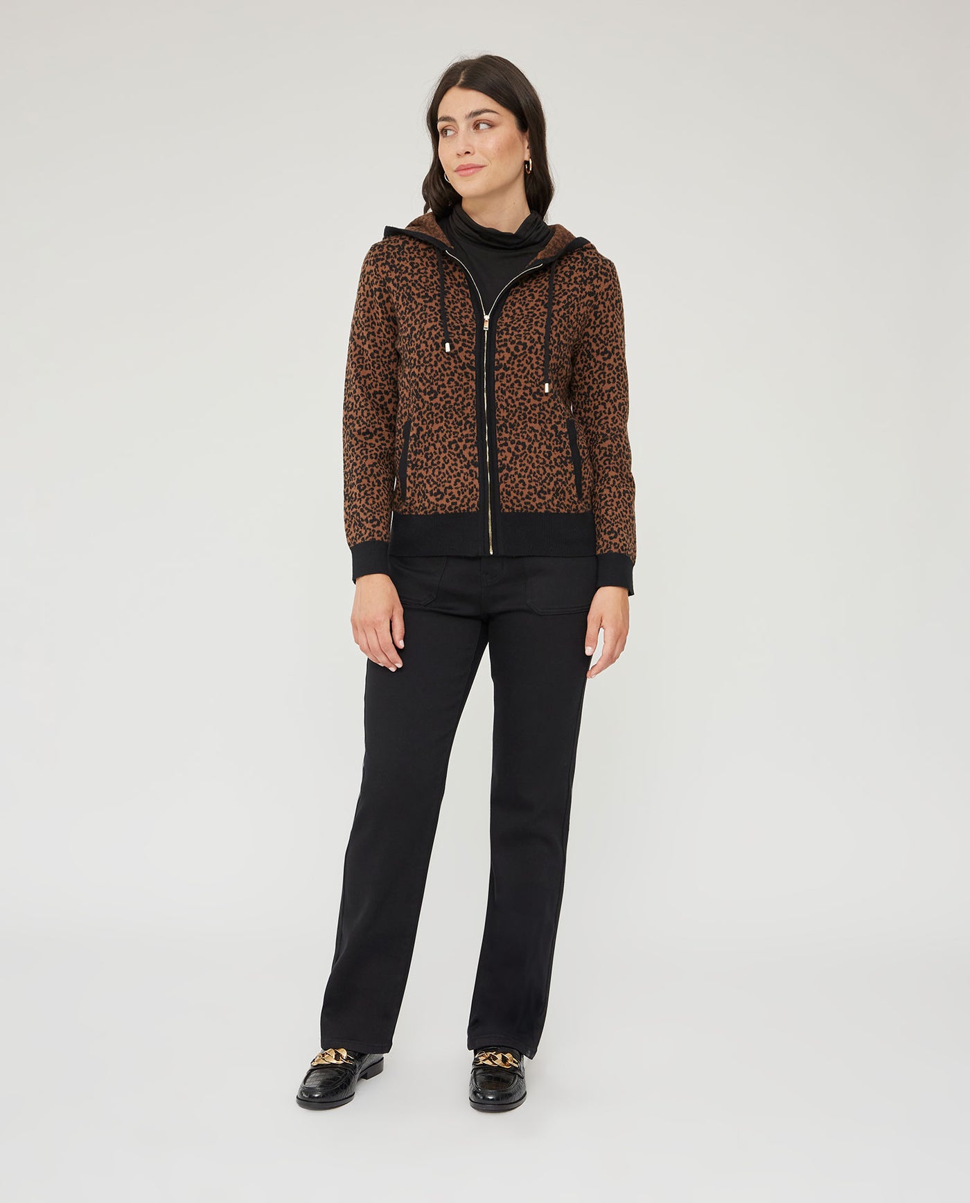 CHAQUETA DE PUNTO ESTAMPADO ANIMAL  NEGRO