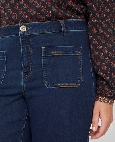 PANTALON DENIM BOLSILLOS PLASTRON AZUL OSCURO