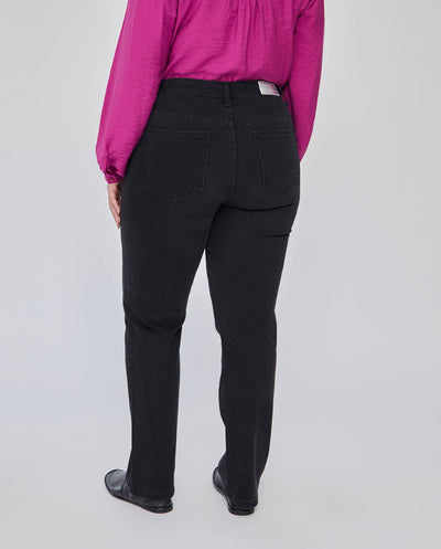 PANTALON DENIM RECTO CON DETALLE STRASS EN LATERAL NEGRO