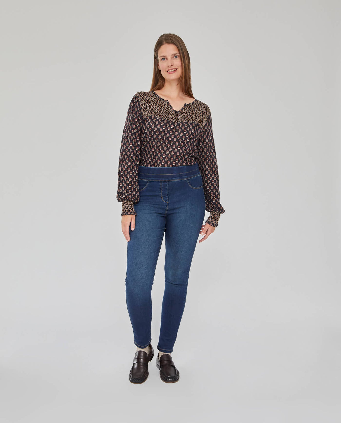JEGGING CINTURA ANCHA CON FALSOS BOLSILLOS  AZUL OSCURO