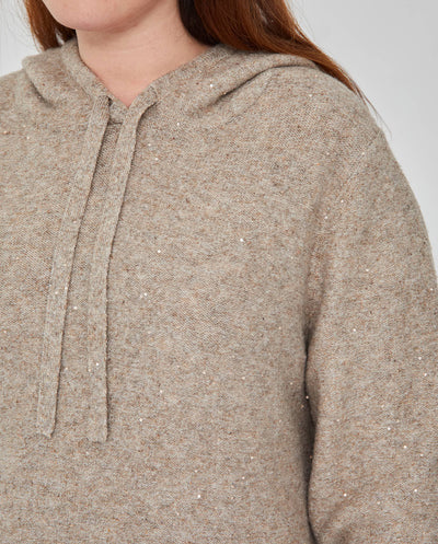 JERSEY CON CAPUCHA E HILO METALICO CAMEL JASPE
