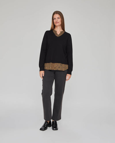 JERSEY CON CUELLO CAMISA EN INTERIOR NEGRO