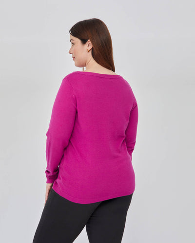JERSEY CUELLO BARCO CON APLICACIONES STRASS MAGENTA