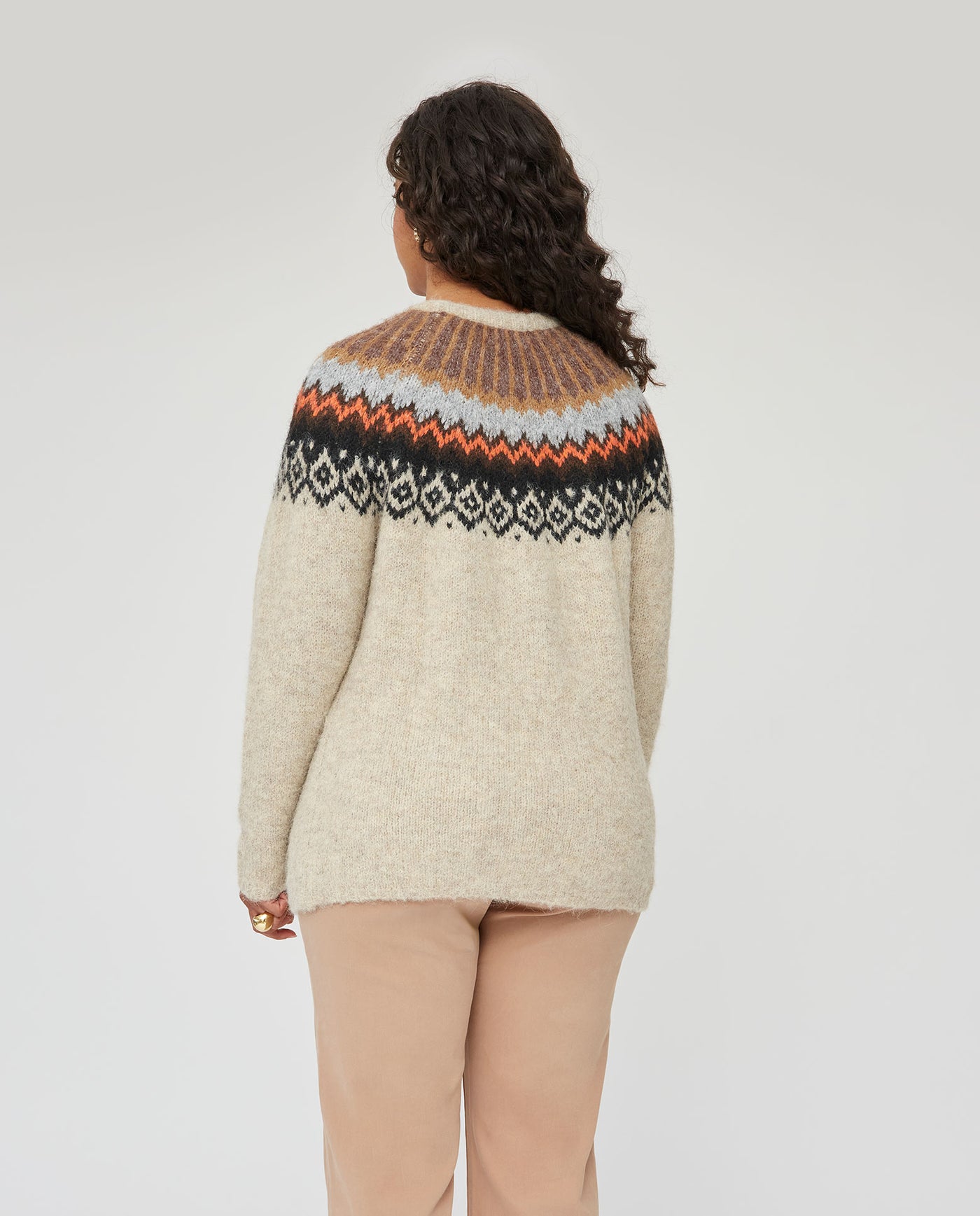JERSEY CUELLO REDONDO INTARSIA MELOCOTÓN