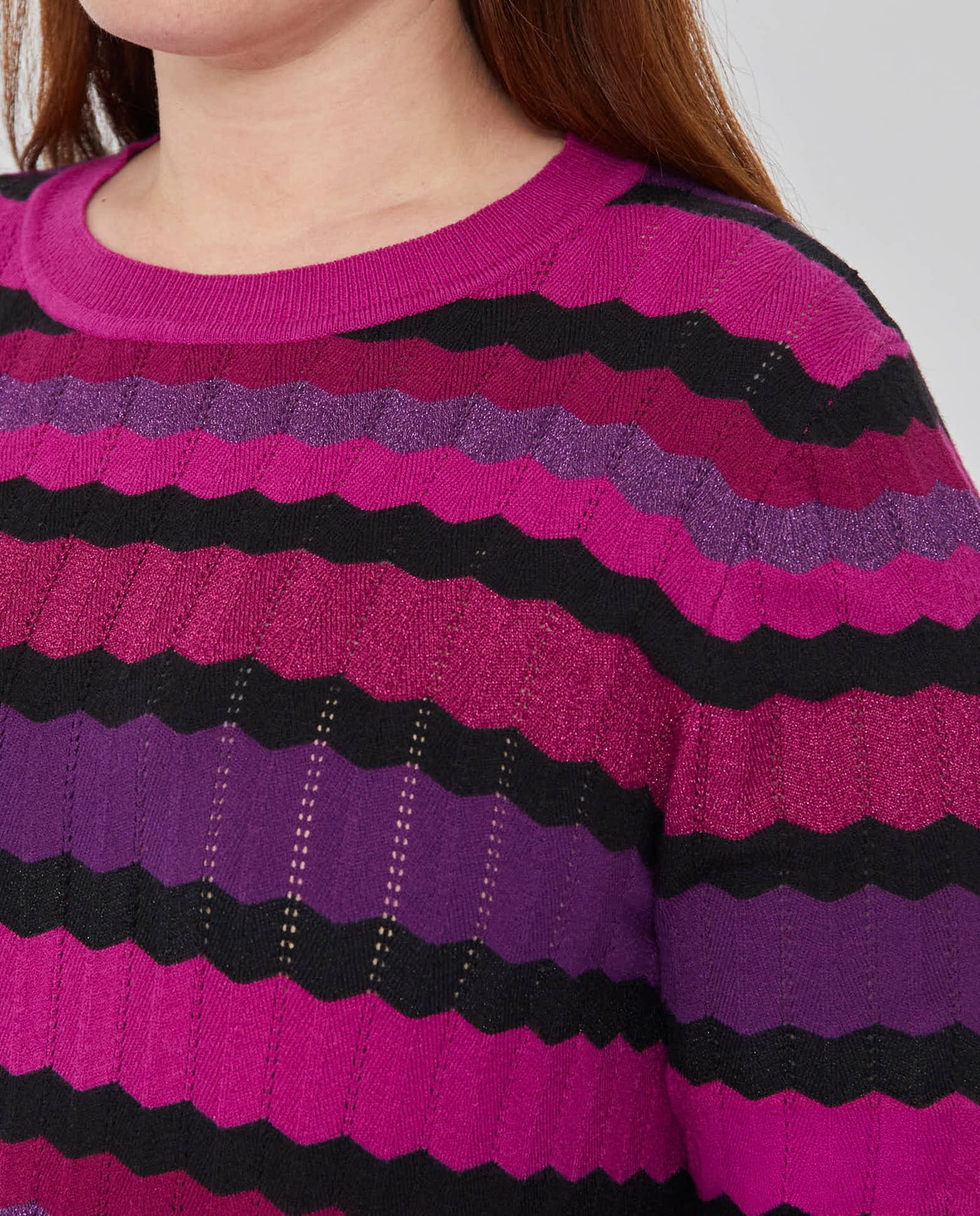 JERSEY CUELLO REDONDO RAYAS MULTICOLOR MAGENTA