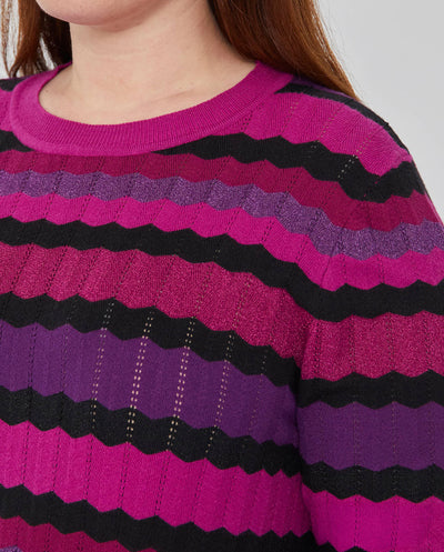 JERSEY CUELLO REDONDO RAYAS MULTICOLOR MAGENTA