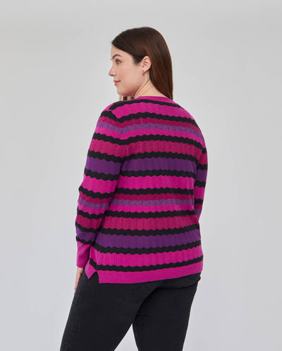 JERSEY CUELLO REDONDO RAYAS MULTICOLOR MAGENTA