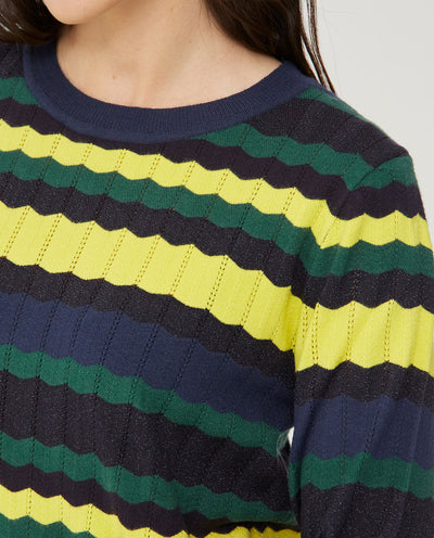 JERSEY CUELLO REDONDO RAYAS MULTICOLOR AZUL
