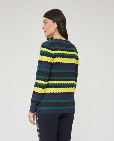 JERSEY CUELLO REDONDO RAYAS MULTICOLOR AZUL