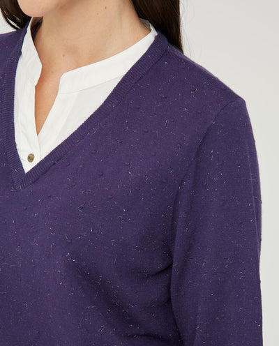 JERSEY EFECTO PLUMETI CON HILO METALICO  AZUL OSCURO