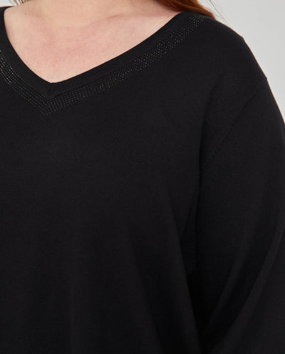 JERSEY ESCOTE PICO CON STRASS NEGRO