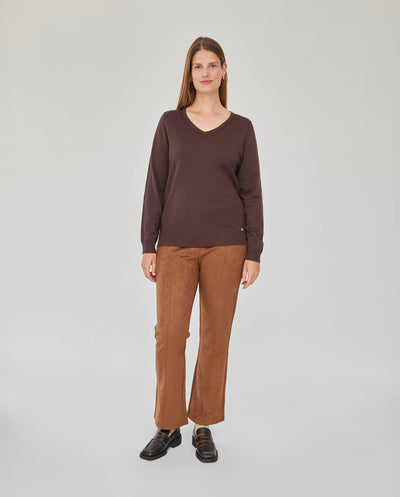 JERSEY ESCOTE PICO CON STRASS MARRÓN