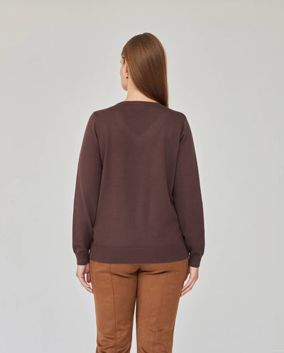 JERSEY ESCOTE PICO CON STRASS MARRÓN