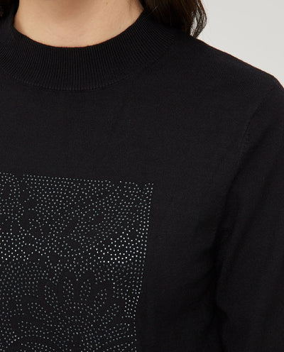 JERSEY ESTAMPACIÓN POSICIONAL DE STRASS NEGRO