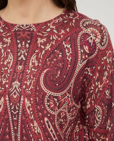 JERSEY ESTAMPADO PAISLEY GRANATE