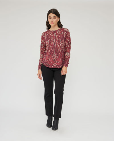 JERSEY ESTAMPADO PAISLEY GRANATE