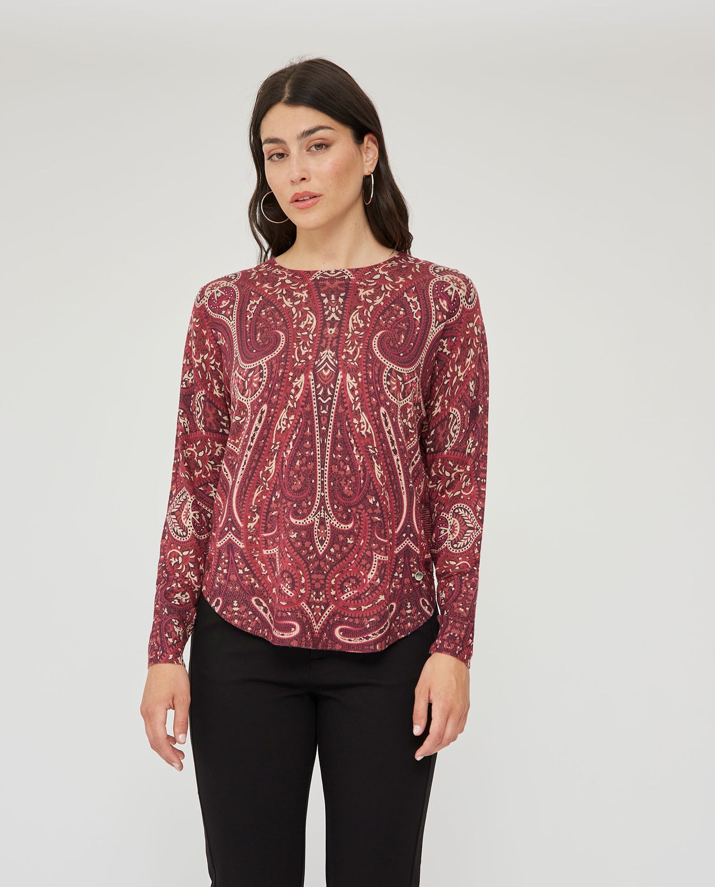 JERSEY ESTAMPADO PAISLEY GRANATE