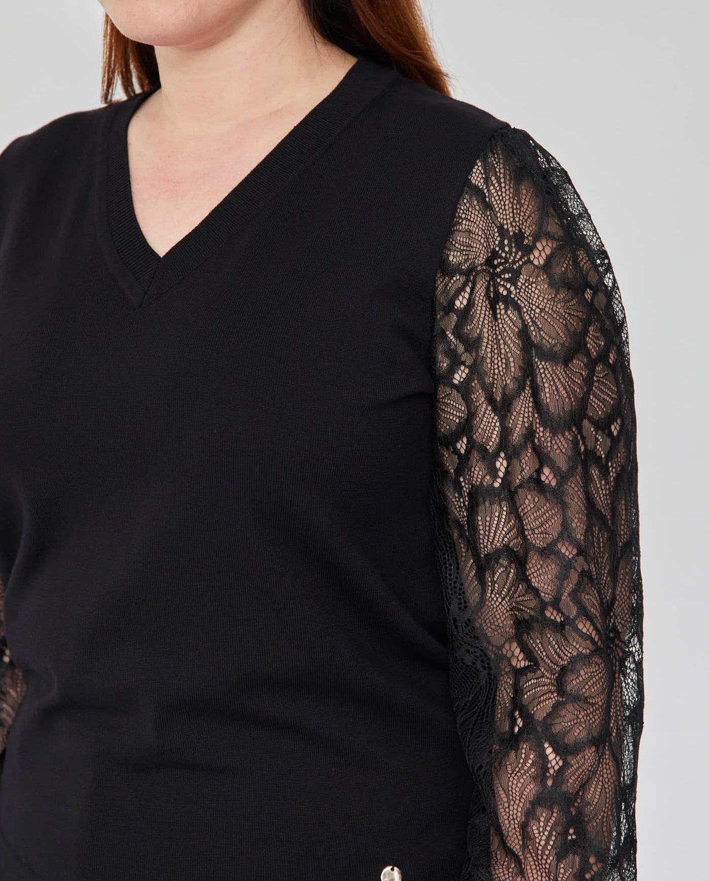 JERSEY ESCOTE PICO CON MANGAS TUL  NEGRO