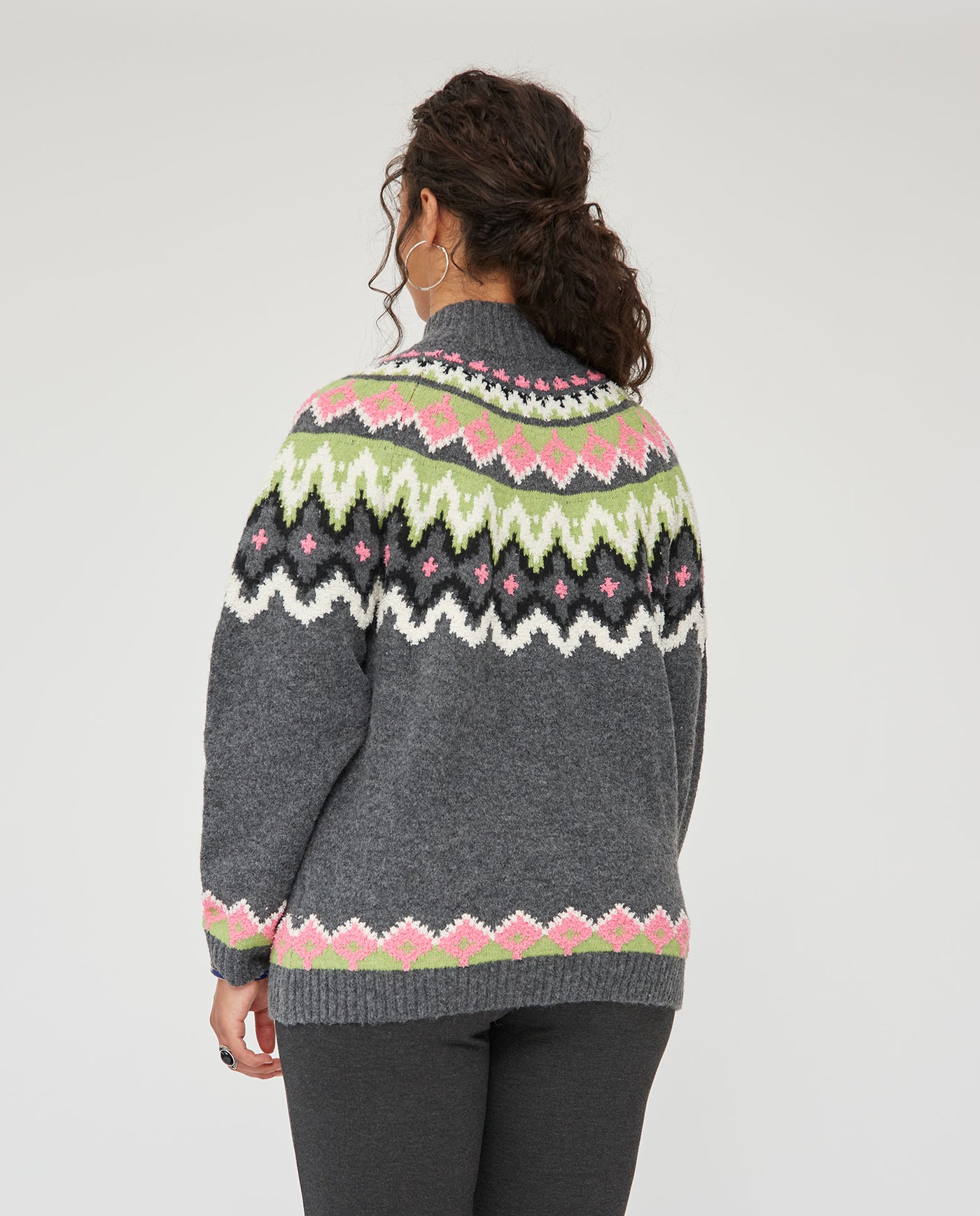 JERSEY PUNTO CON CENEFA EN CUELLO Y BAJO GRIS