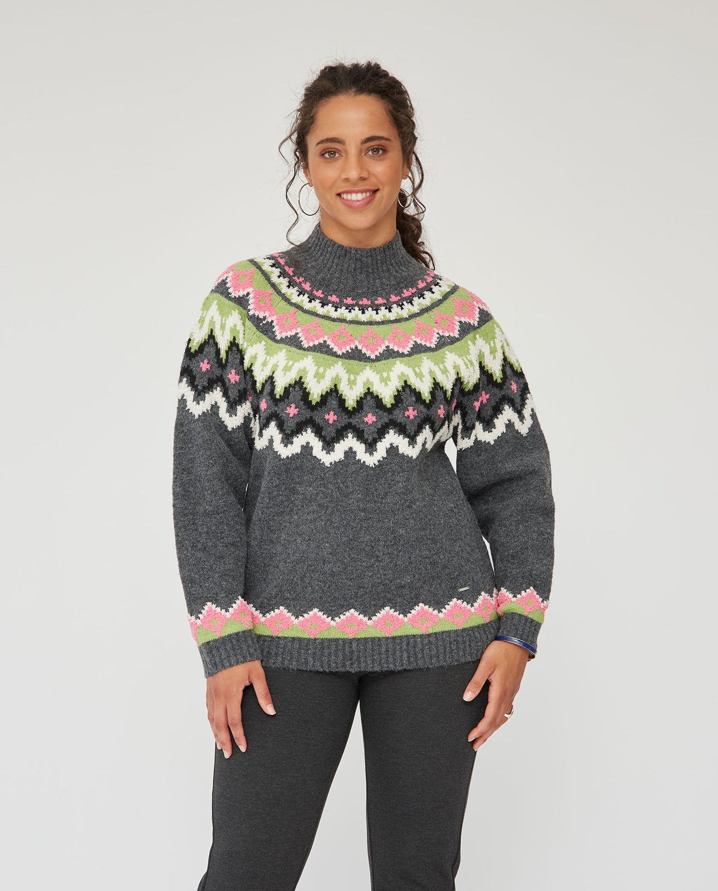 JERSEY PUNTO CON CENEFA EN CUELLO Y BAJO GRIS