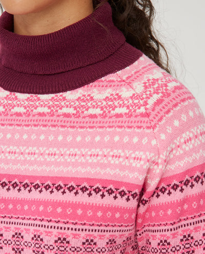 JERSEY PUNTO JACQUARD CUELLO ALTO  ROSA
