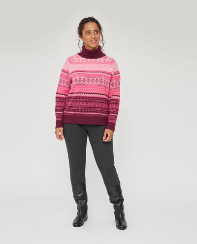 JERSEY PUNTO JACQUARD CUELLO ALTO  ROSA