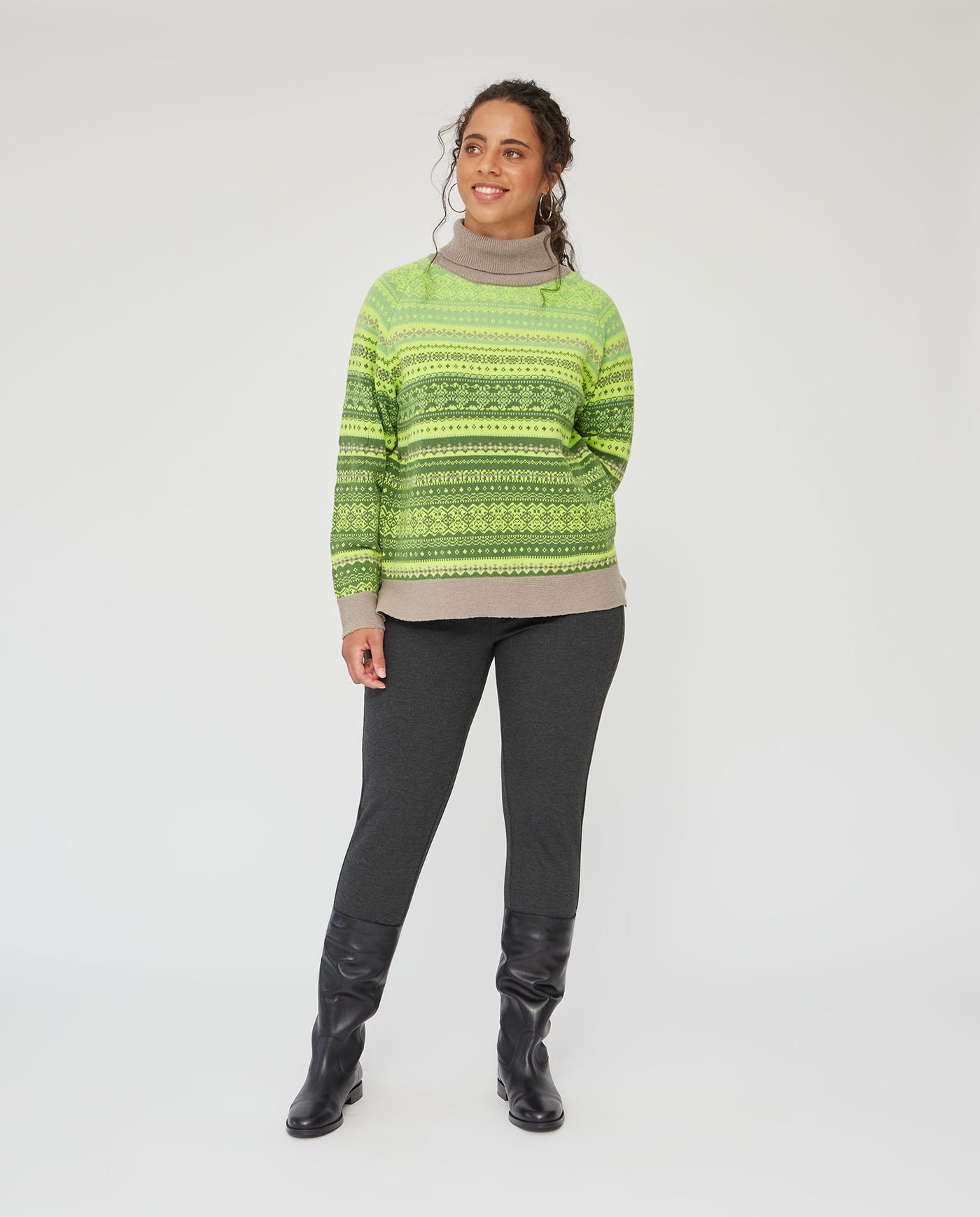 JERSEY PUNTO JACQUARD CUELLO ALTO  VERDE
